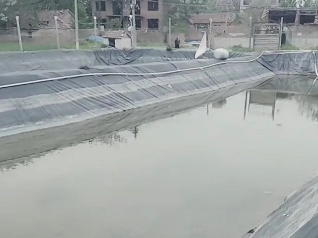 水產(chǎn)養(yǎng)殖防滲土工膜進行鋼筋搭接施工。